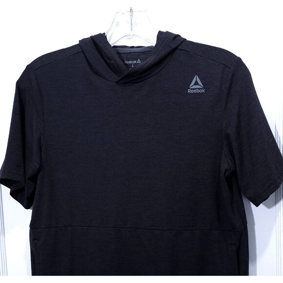 Reebok Women's Short-Sleeve Hoodie Black Lightweight Activewear L - Picture 3 of 7